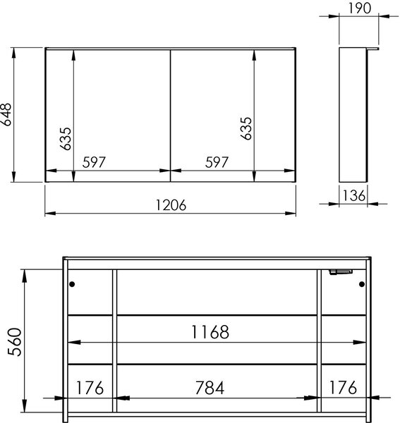 Elita Premium dulap 120.6x13.6x64.8 cm laterala pe perete | RE064666000010
