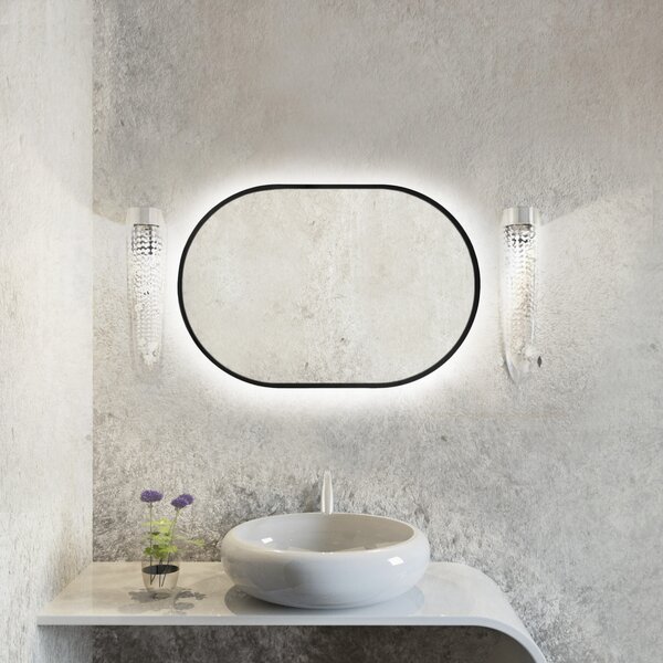 Baltica Design Tiny Border Pastille oglindă 40x95 cm oval cu iluminare negru 5904107904764