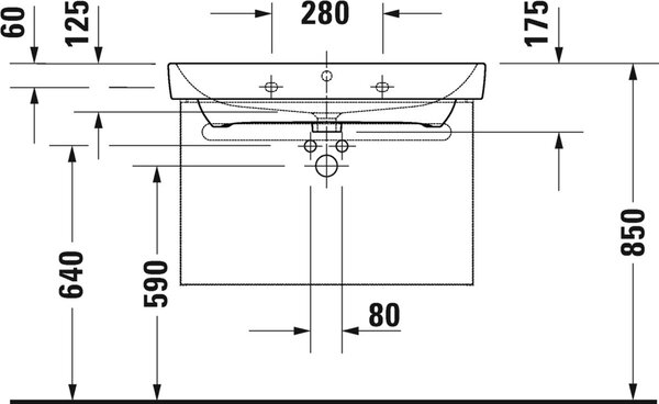 Duravit No. 1 lavoar 80x46 cm dreptunghiular mobilier alb luciu 23758000002