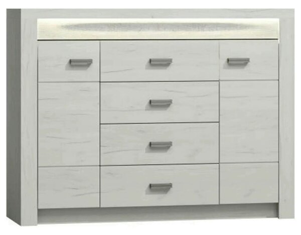 Comoda INFINITY 07, frasin alb, PAL melaminat, 137x42x104 cm