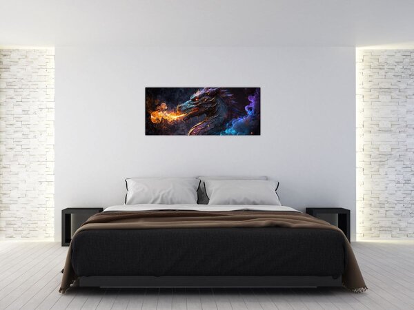Tablou - Dragon scuipând flăcări (120x50 cm)