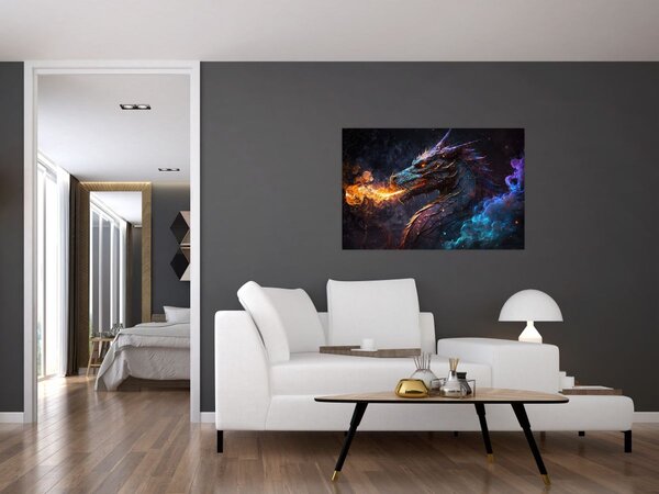 Tablou - Dragon scuipând flăcări (90x60 cm)