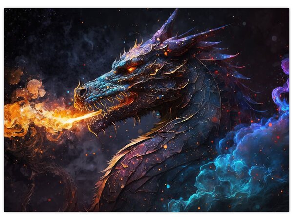 Tablou - Dragon scuipând flăcări (70x50 cm)