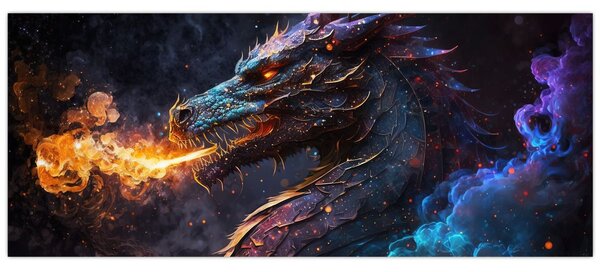 Tablou - Dragon scuipând flăcări (120x50 cm)