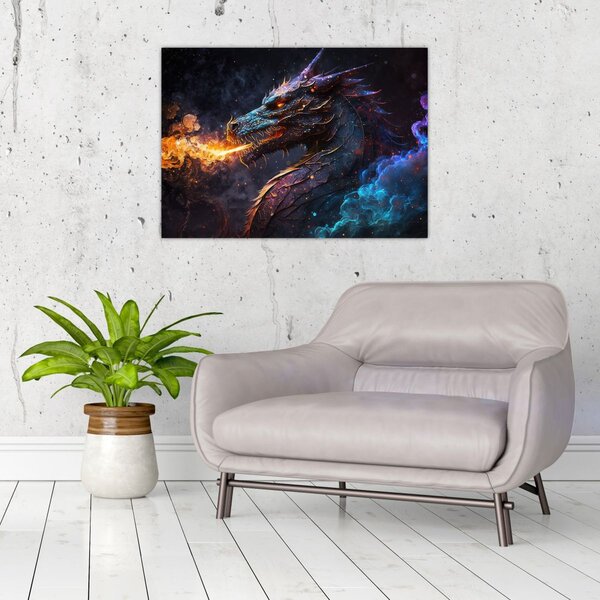 Tablou - Dragon scuipând flăcări (70x50 cm)