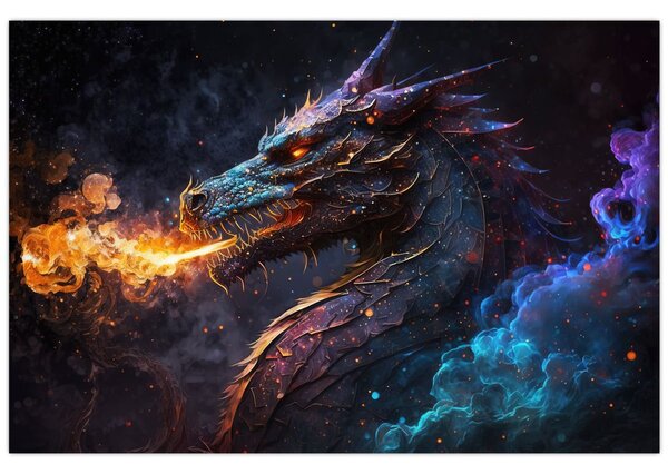 Tablou - Dragon scuipând flăcări (90x60 cm)