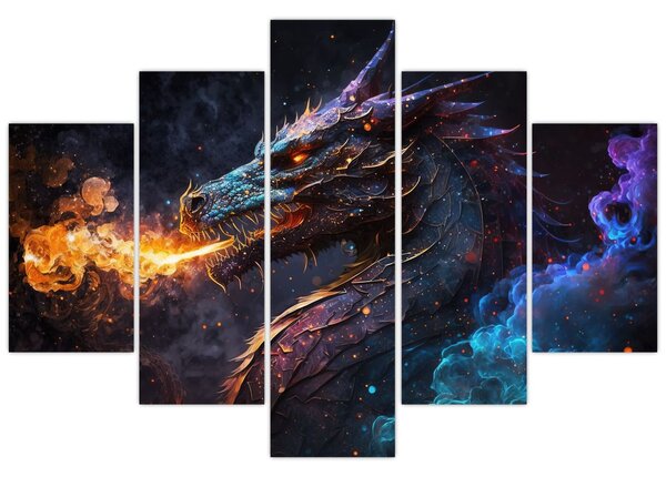 Tablou - Dragon scuipând flăcări (150x105 cm)