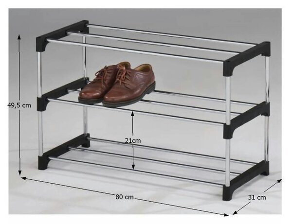 Pantofar MONTEGO, negru/crom, plastic/otel, 80x31x50 cm