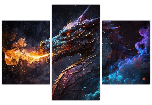 Tablou - Dragon scuipând flăcări (90x60 cm)