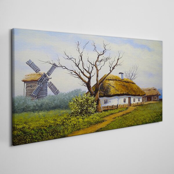 Tablou canvas Pictură moara colibă ​​satului