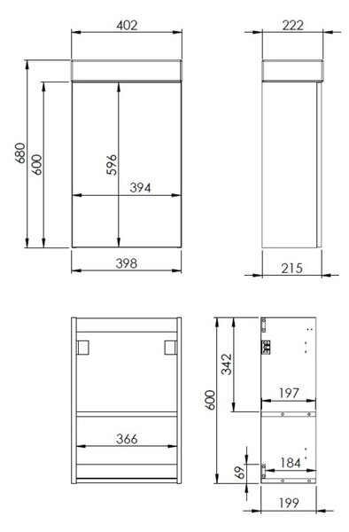 Elita Young Basic lavoar cu dulap 40.2 cm stejar RE168991007050