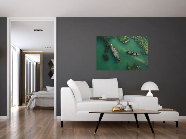 Tablou - Pescarii de pe râu (90x60 cm)
