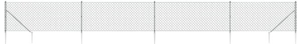 Gard plasă de sârmă cu țăruși de fixare, argintiu, 0,8x10 m