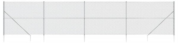 Gard plasă de sârmă cu țăruși de fixare, argintiu, 1,4x10 m
