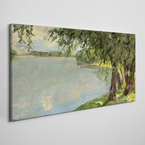 Tablou canvas pictură lac copac