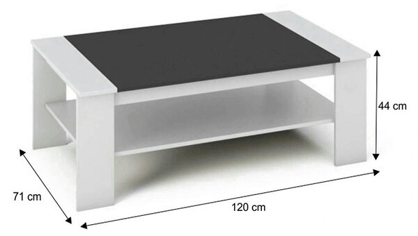 Masuta de cafea BAKER, alb/negru, PAL melaminat/canturi/ABS, 120x71x44