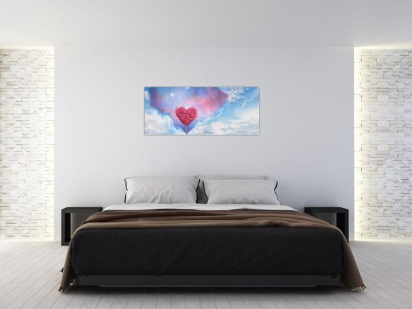 Tablou - Copac de inimă roz (120x50 cm)