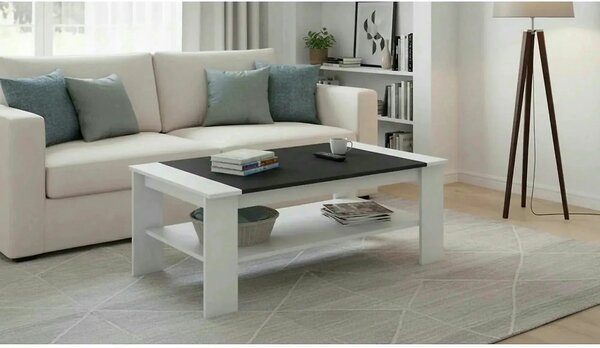 Masuta de cafea BAKER, alb/negru, PAL melaminat/canturi/ABS, 120x71x44