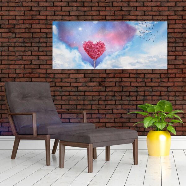 Tablou - Copac de inimă roz (120x50 cm)