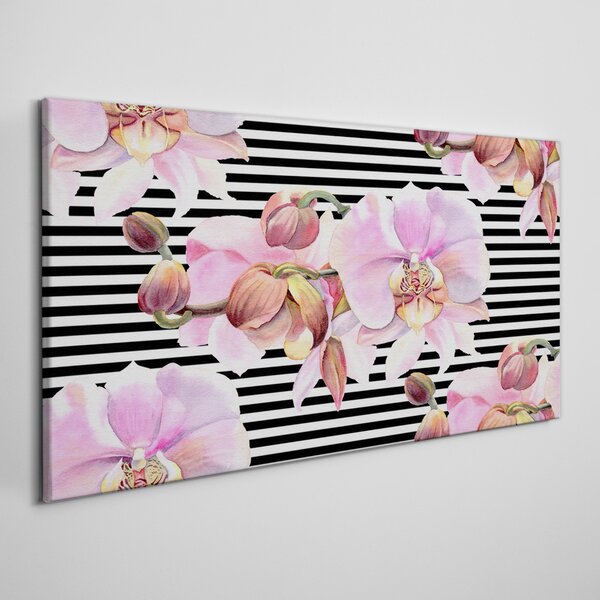 Tablou canvas floare de orhidee în dungi