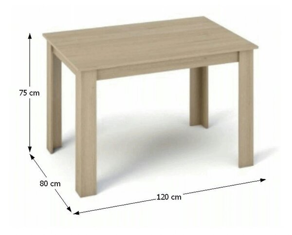 Masa KRAZ, stejar sonoma, DTD laminat, 120x80x75 cm