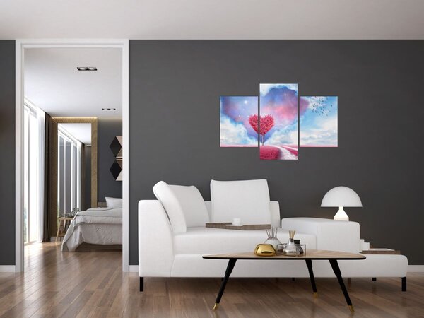 Tablou - Copac de inimă roz (90x60 cm)