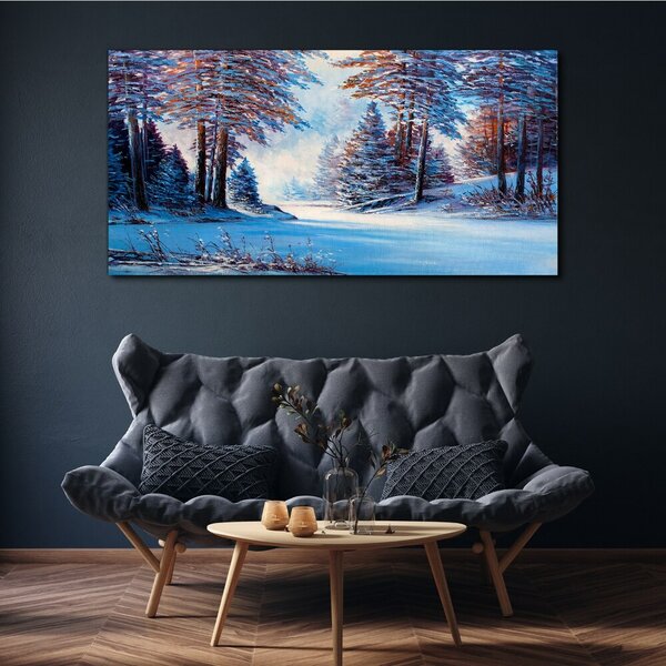 Tablou canvas Pictura de copaci de padure de iarna