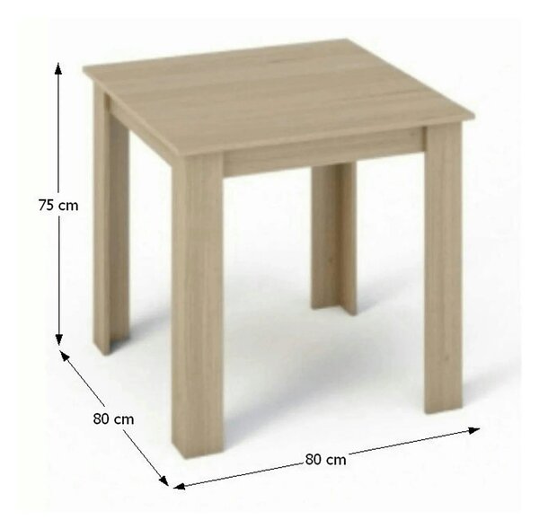Masa KRAZ, stejar sonoma, DTD laminat, 80x80x75 cm