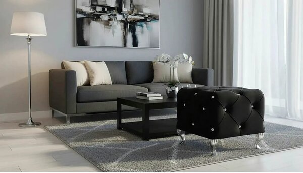 Taburet HESTIA K, stofa catifelata negru - Bluvel 19, 50x50x46 cm