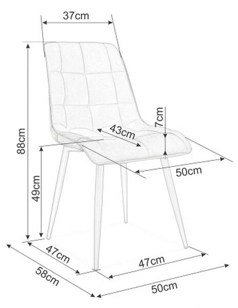 Scaun tapitat stofa CHIC, bej/auriu, 50x58x88 cm