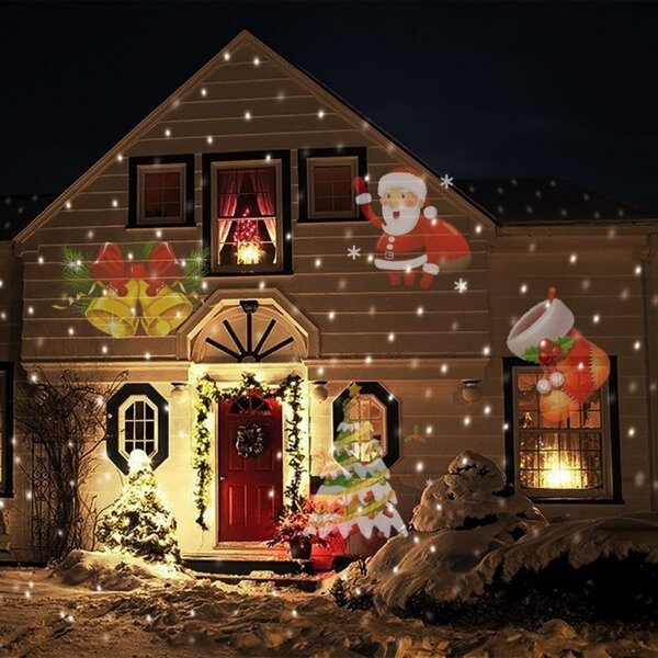 Proiector LED exterior 12W, 15 modele figurine, proiectie rotativa, IP44