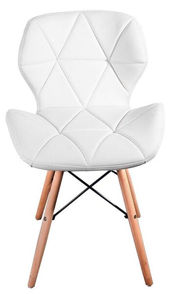 Scaun bucatarie, cadru lemn natur, design scandinav, alb
