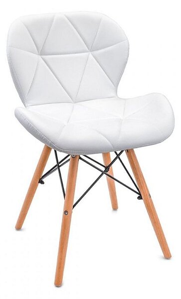 Scaun bucatarie, cadru lemn natur, design scandinav, alb