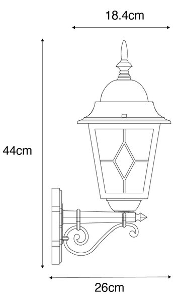 Lămpi de perete exterioare vintage aur antic - Antigua Up