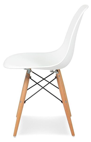 Scaun stil scandinav, pentru bucatarie si dining, alb, picioare lemn natur