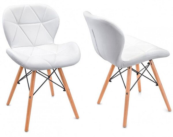 Scaun bucatarie, cadru lemn natur, design scandinav, alb