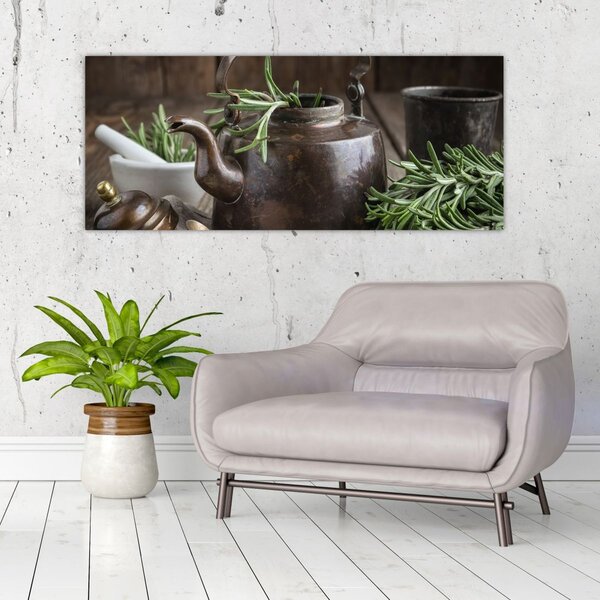 Tablou - Ceainic cu rozmarin (120x50 cm)
