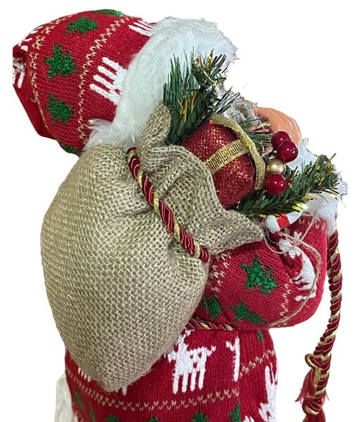 Mos Craciun 45 cm, figurina pentru interior, imprimeu reni
