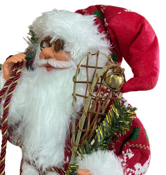 Mos Craciun 45 cm, figurina pentru interior, imprimeu reni