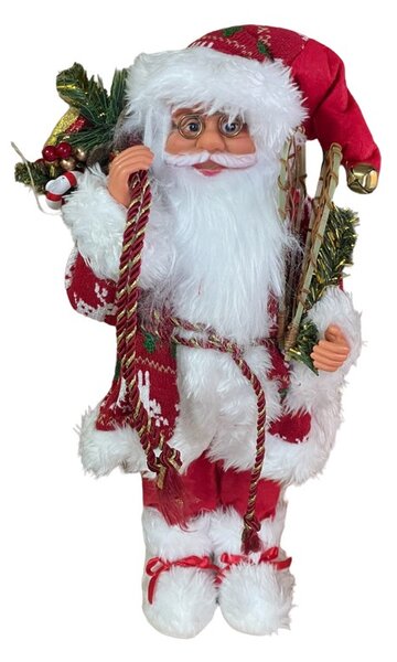 Mos Craciun 45 cm, figurina pentru interior, imprimeu reni