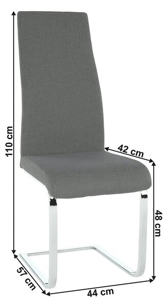 Scaun AMINA, gri inchis/crom, textil/metal, 44x46x110 cm
