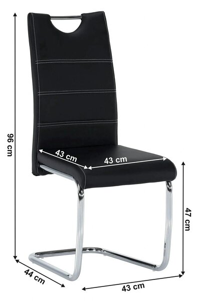 Scaun ABIRA NEW, negru/crom, piele PU/metal, 43x44x96 cm