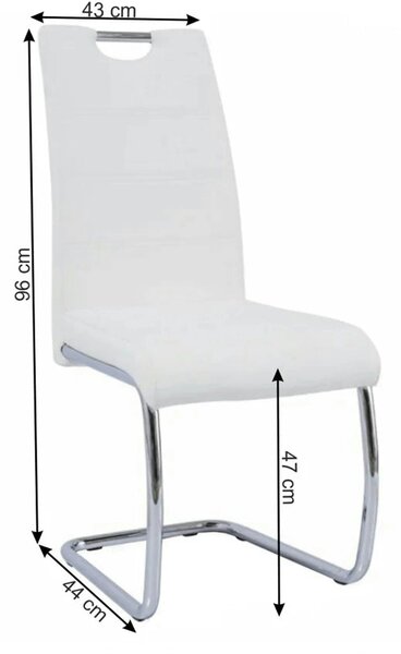 Scaun ABIRA NEW, alb/crom, piele ecologica/metal, 43x44x96 cm