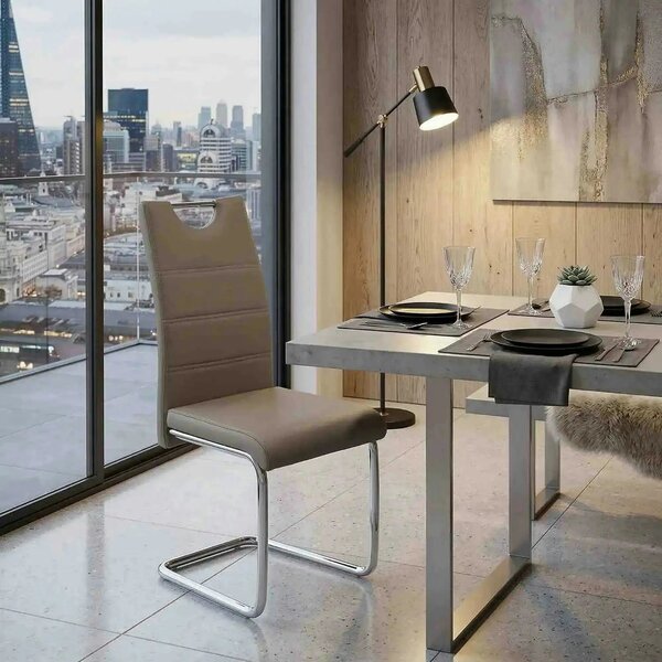Scaun de bucatarie ABIRA NEW, cappuccino/crom, piele ecologica/metal