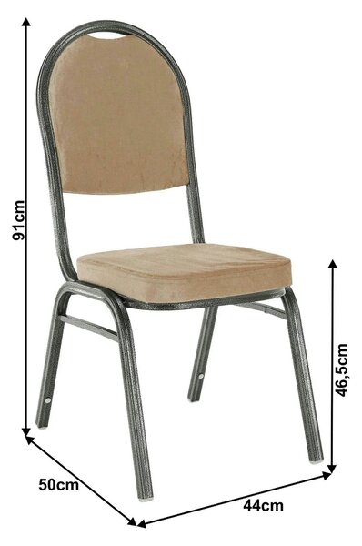 Scaun JEFF 2 NEW, stofa/metal, bej, 44x50x91 cm