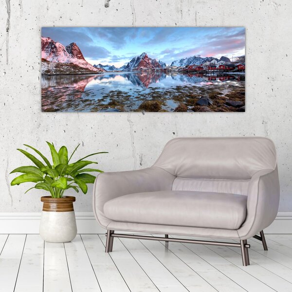 Tablou - Răsărit de soare deasupra Reine (120x50 cm)