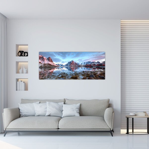 Tablou - Răsărit de soare deasupra Reine (120x50 cm)
