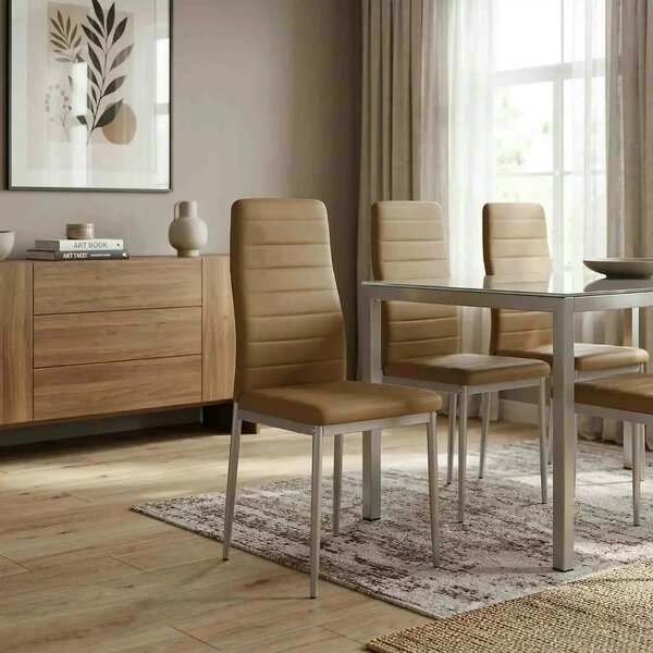 Scaun COLETA NOVA, caramel/gri, piele ecologica/metal, 41x49x96 cm