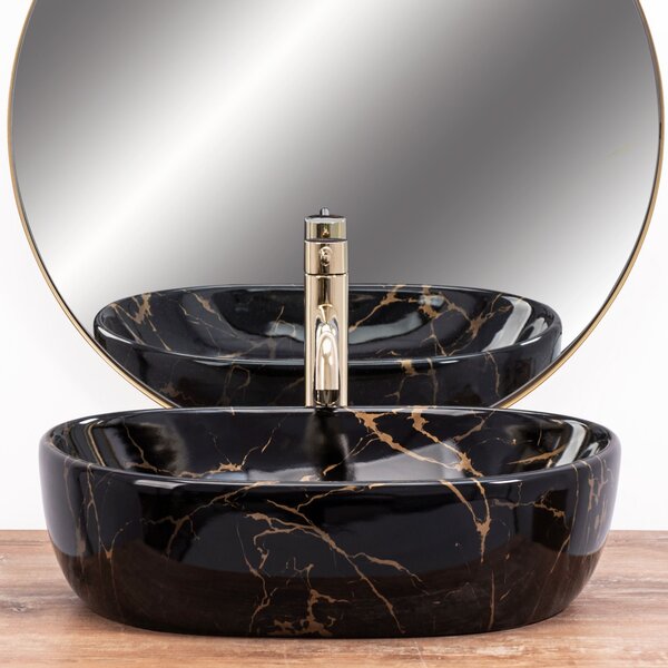 Lavoar pe blat Rea Amelia Black Marble shiny