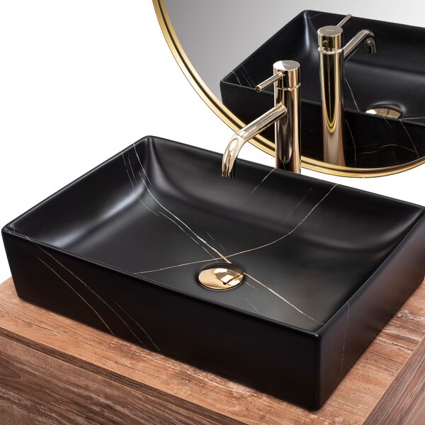 Lavoar pe blat Rea Inga Black Marble Mat